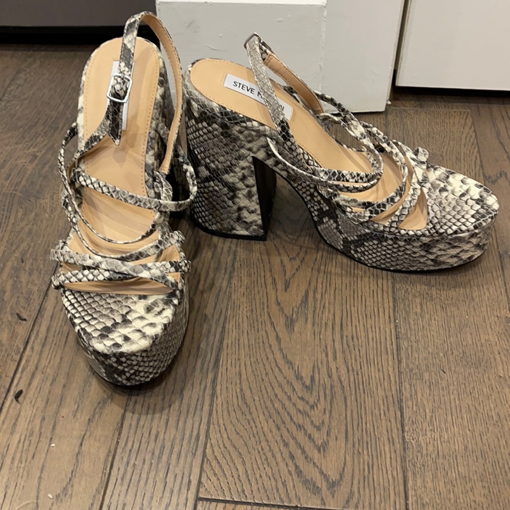 Steve Madden Snake Print Chunky Platform Heels - image 1